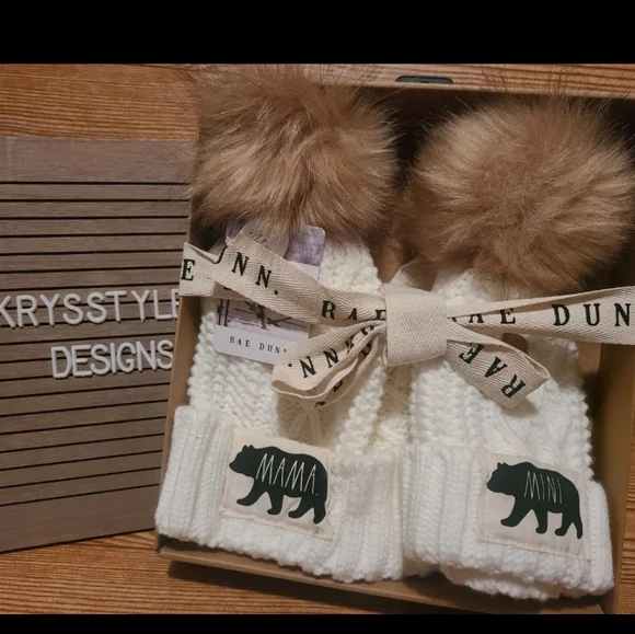 Rae Dunn Mama and Mini Bear Beanie Hat Set Mama and mini Rae Dunn matching hats set | Mercari main image 4